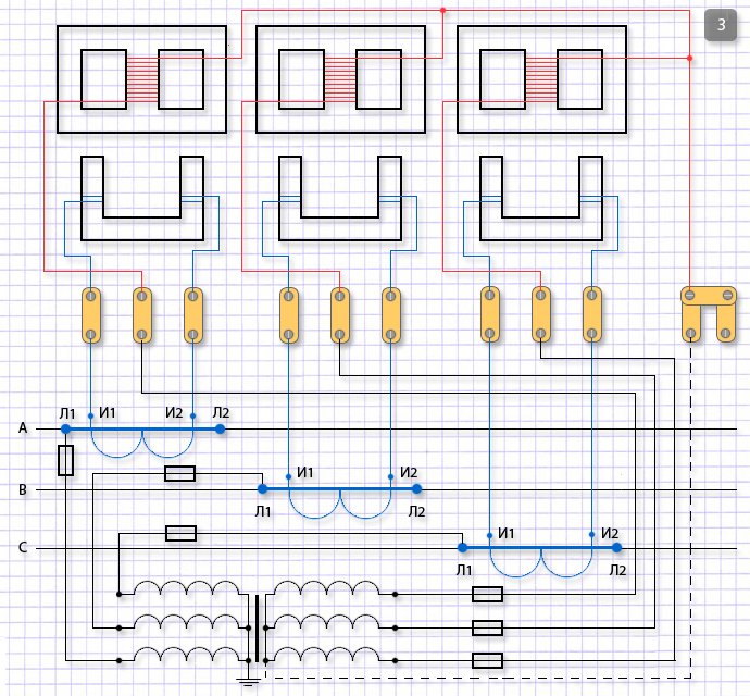 Как подключить трехфазный счетчик через трансформаторы тока