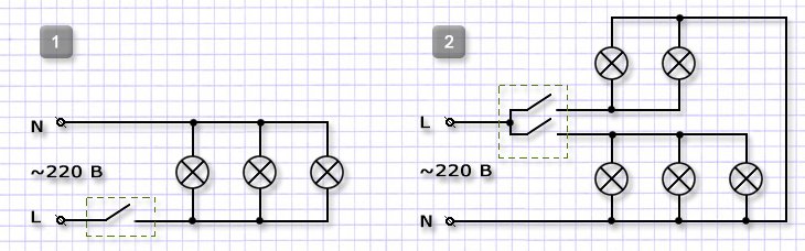 Схемы подключения бытовых выключателей
