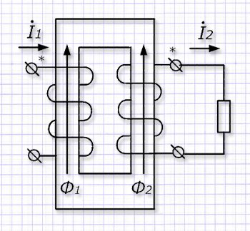 Схема трансформатора с нагрузкой