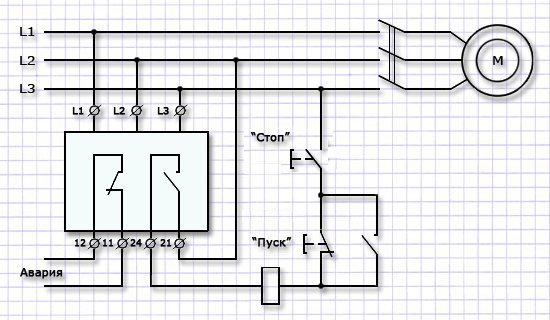 Как подключить магнитный пускатель через кнопку