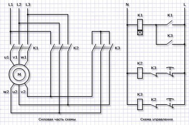 Схемы подключения трехфазного электродвигателя